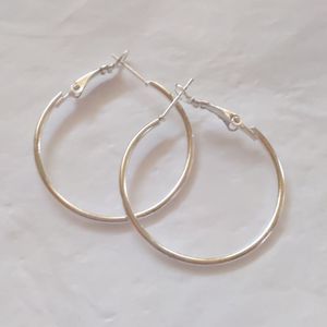 Silver Hoop Earrings 1 1/4"
